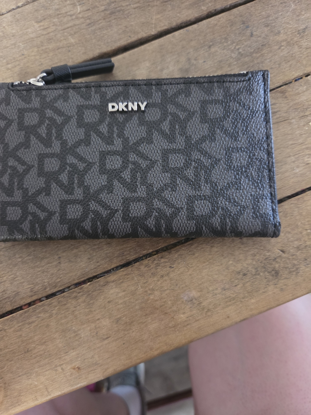 DKNY Black Logo Zip Wallet